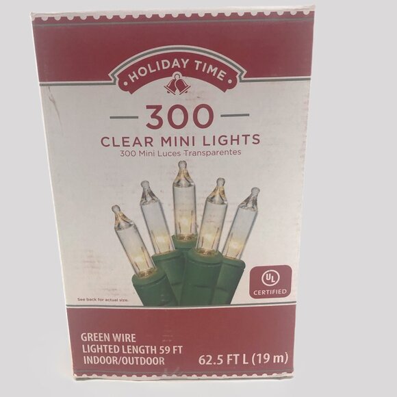 Holiday Time Clear 300 Mini Holiday Lights Green Wire Indoor/Outdoor 62.5 ft ea - Picture 6 of 13